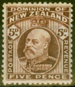 New Zealand 1909 5d Brown SG397 P.14 Fine Mtd Mint