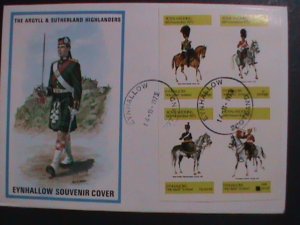 SCOTLAND-EYNHALLOW-FDC-ON HORSE SOLDIERS-IMPERF BLOCK FANCY CANCEL  MNH VF