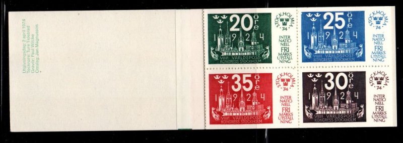 Sweden Sc 1044a 1974 UPU Anniversary stamp booklet mint NH