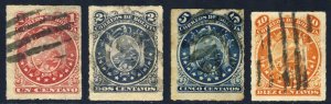 BOLIVIA 1887 SC 24-27  F/VF Complete Set - Roulleted scv $22.00  *Bay Stamps*