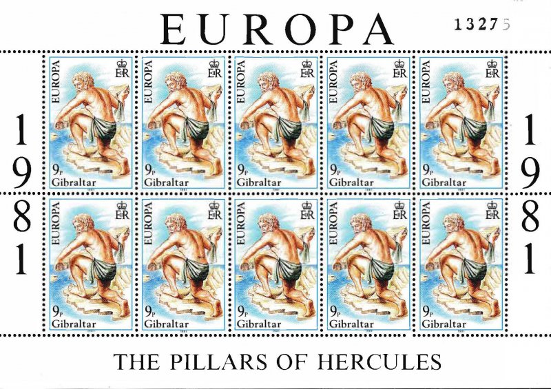 Gibralter 1981 Europa Sheets of Ten Scott 400-401 Pillars of Hercules VF/NH/(**)