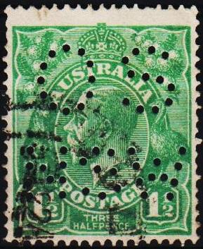 Australia. 1913 1 1/2d(Perfin O.S. N.S.W) S.G.61 Fine Used