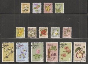 Album Treasures Uganda Scott # 115-129  Flowers of Uganda  VF Used CDS