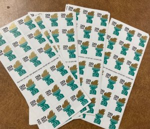 2531Ab US 1991 29c  Torch ATM Pane of 18 MNH wholesale lot of 10 sheets face $52