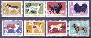 Bulgaria 1348 MNH 1964 Various Dogs Full Set of 8 Very Fine