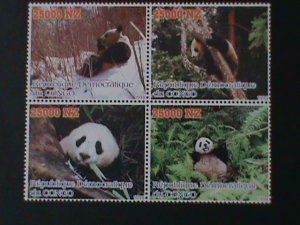 ​CONGO- 1998 BEAUTIFUL LOVELY CHINA GIANT PANDAS MNH BLOCK VERY FINE LAST ONE