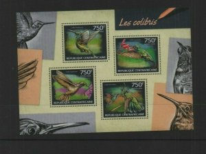 Thematic stamps Birds - Central African Republic 2014 Hummingbirds 4v sheet