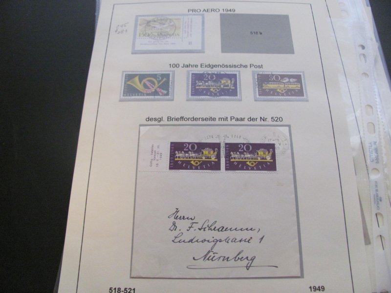 SWITZERLAND USED STAMPS & COVERS COLL. ON PAGES 1930-2005 $2K-$3K CAT. XF (191)