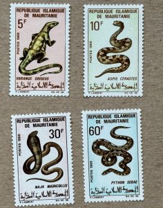 Mauritania 1969 Reptiles set missing 85fr, MNH. Scott 261-264, CV $5.20