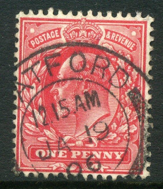 BRITAIN;  Early 1900s Ed VII issue fine used 1d. value + fine POSTMARK