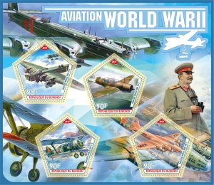 Stamps.  Aviation, World War II Aviation 2019 year 1+1 sheets perforated