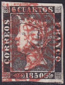 Spain 1850 Sc 1b used Vizcaya date (baeza) cancel type I position 2