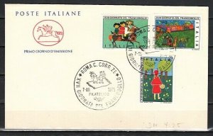 Italy, Scott cat. 1213-1215. Child`s Art issue. First day cover. ^