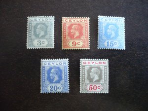 Stamps - Ceylon - Scott# 228,232,235,237,240 - Mint Hinged Part Set of 5 Stamps