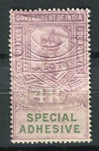 INDIA; Early 1900s GV Revenue issue fine used 4R. value