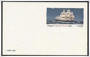 SC#UX107 25¢ Clipper Flying Cloud Postal Card Unused