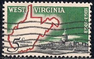 1232 5 cent West Virginia Statehood F-VF used
