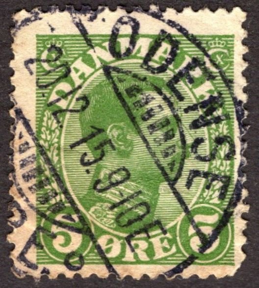 1913, Denmark 5ö, Used, Sc 97