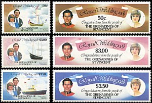 Saint Vincent Grenadines 209-214,MNH,Royal Wedding of Prince Charles and Diana