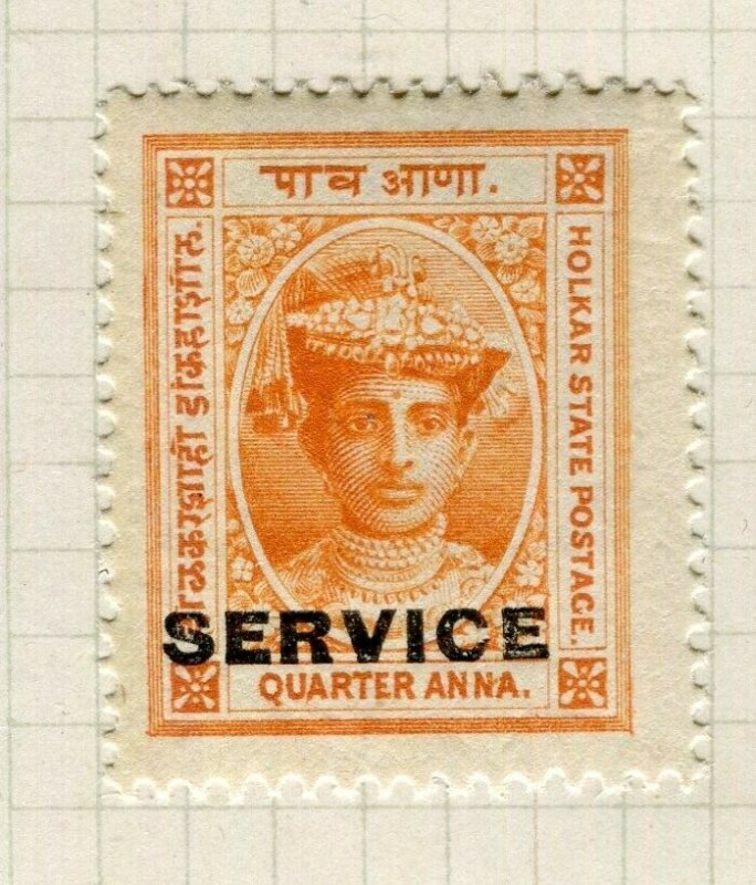 INDIA INDORE; 1904 Holkar SERVICE Optd. local issue Mint hinged 1/4a. value