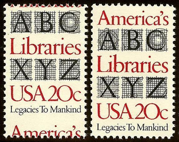 2015 Misperf Error / EFO Design Change America's Libraries Mint NH