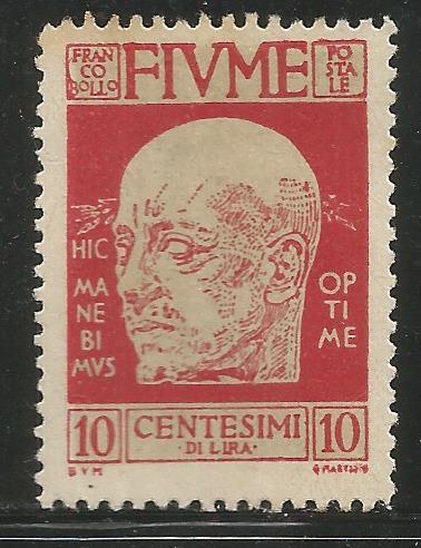 FIUME  87  MNH, NO GUM,  GABRIELE D'ANNUNZIO