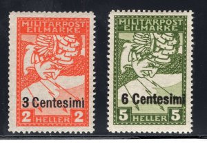 AUSTRIA HUNGARY KUK FELDPOST 1918 FOR ITALY SCARCE MICHEL 18-19 PERFECT MNH