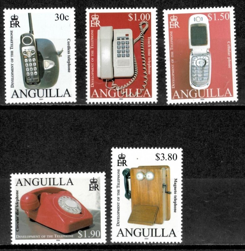 Anguilla 2005 - Telephones - Set of 5 Stamps - Scott #1123-7 - MNH