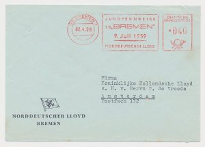 Meter cover Germany 1959 TS Bremen - Maiden Voyage - Ocean Liner - Norddeutscher