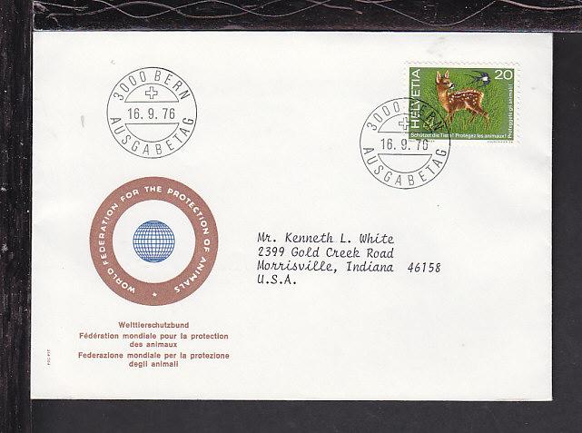 Switzerland Deer 1976 Typed FDC BIN