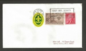 1967 Boy Scout World Jamboree Canada label Coeur D'Alene cancel