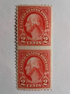 SCOTT # 554 EFO WASHINGTON VERTICAL PAIR BLIND PERFERATIONS  !! 1926 !!