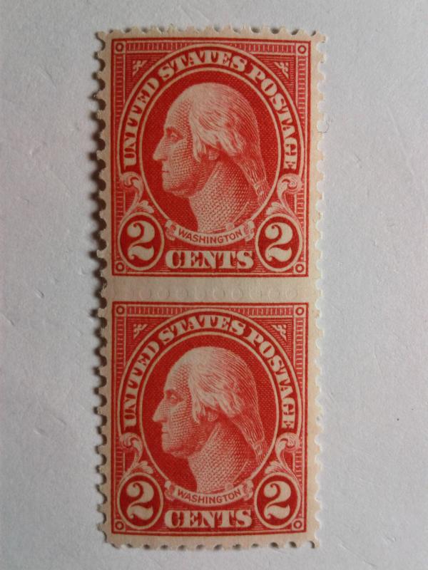 SCOTT # 554 EFO WASHINGTON VERTICAL PAIR BLIND PERFERATIONS  !! 1926 !!