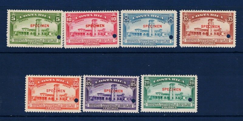 Costa Rica Sc C39-45 MNH set of 1940, SPECIMEN - Opening of Airport at La Sabana
