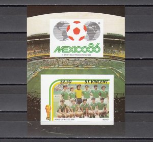 St. Vincent. Scott cat. 955. Mexico's Soccer Team, IMPERF s/sheet.