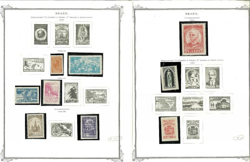 Brazil 1940-1957 MNH & Hinged in Mounts on Remaindered Scott Spec. Pages