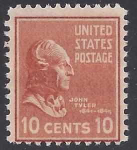 #815 10c Presidential Issue: John Tyler 1938 Mint NH