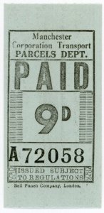 (I.B) Manchester Corporation Trams : Railway Parcel 9d