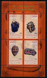 CONGO - 2011 - Minerals & Sea Shells #3 - Perf 4v Sheet - MNH - Private Issue