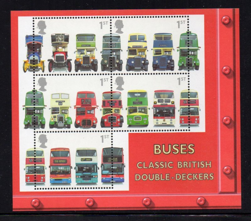 Great Britain Sc 1976b 2001 Buses stamp sheet mint NH