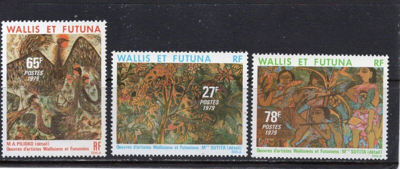 WALLIS & FUTUNA ISLANDS 1979 PAINTINGS SET OF 3 STAMPS MNH