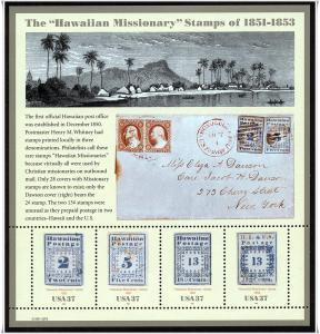 SC#3694 37¢ Hawaiian Missionary Sheet (2002) MNH