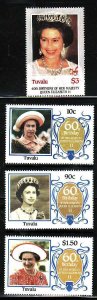 Tuvalu-Sc#357-60- id7-unused NH set-QEII-60th birthday-1986-