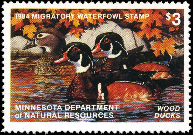 MINNESOTA #8 1984 STATE DUCK STAMP PRINT WOOD DUCKS  by Thomas Gross List $175