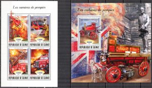 Guinea 2018 Fire Engines Trucks III sheet + S/S MNH