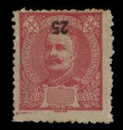 Portugal #117var, 1895-1905 25r carmine rose, numerals inverted and shifted, ...