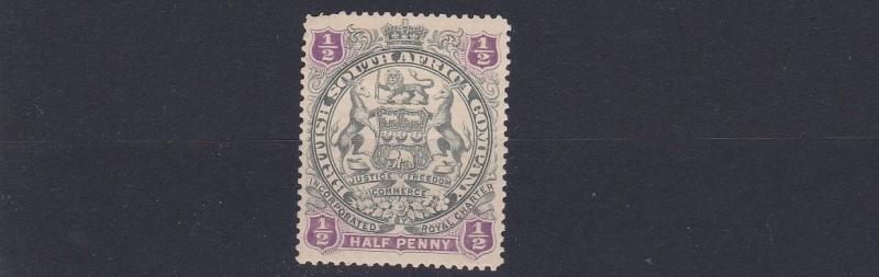 RHODESIA  1897  SG  66 1/2D  GREY BLACK  & PURPLE  MH 