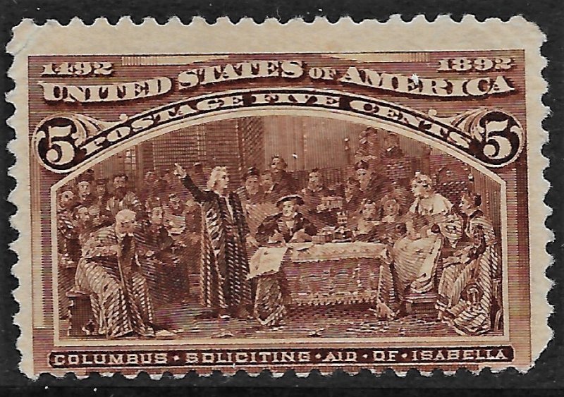 US 1893 Sc. #234 Unused, no gum short corner perf, Columbian Exposition