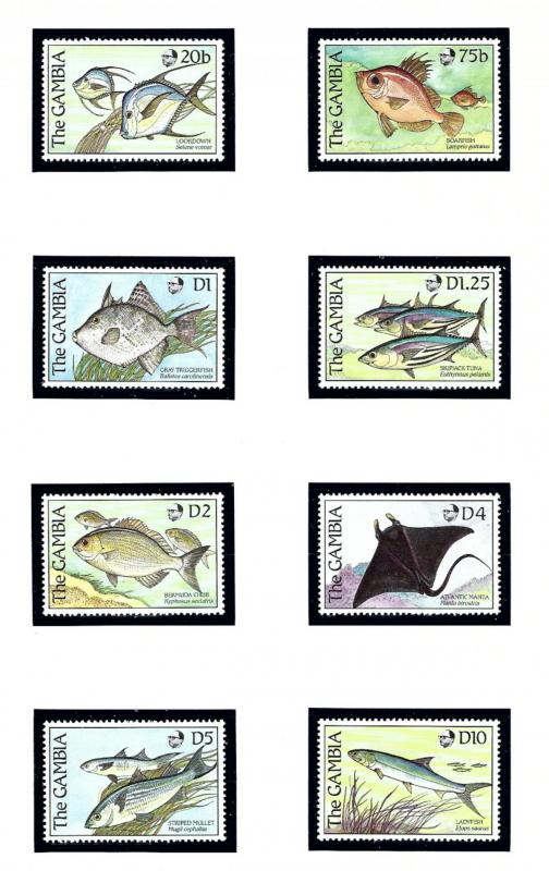 Gambia 887-94 MNH 1989 Fish