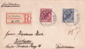 1901, German Carolina Islands: Yap to Wiesbaden, Germany, See Remark (46096)